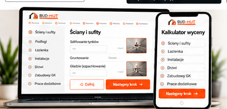 Kalkulator wyceny BUD-HUT na komputerze i telefonie